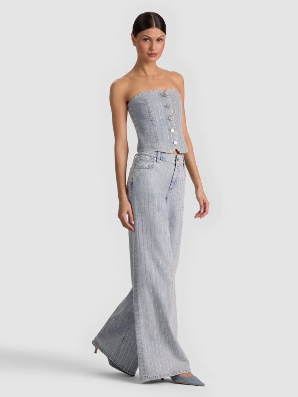 Alice & Olivia Kelcey strapless embellished denim vest - Picture 4 of 10